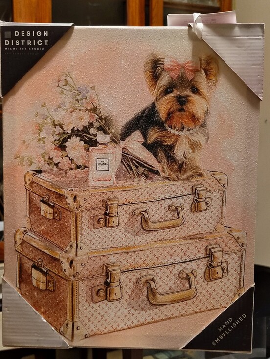 Design District Other - Design District Hand-Embellished Canvas Art - Travel Chanel Yorkie